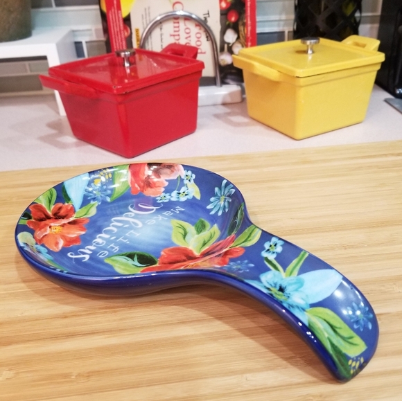 The Pioneer Woman Spring Bouquet Spoon Rest Blue Floral Make Life Delicious - Picture 1 of 4